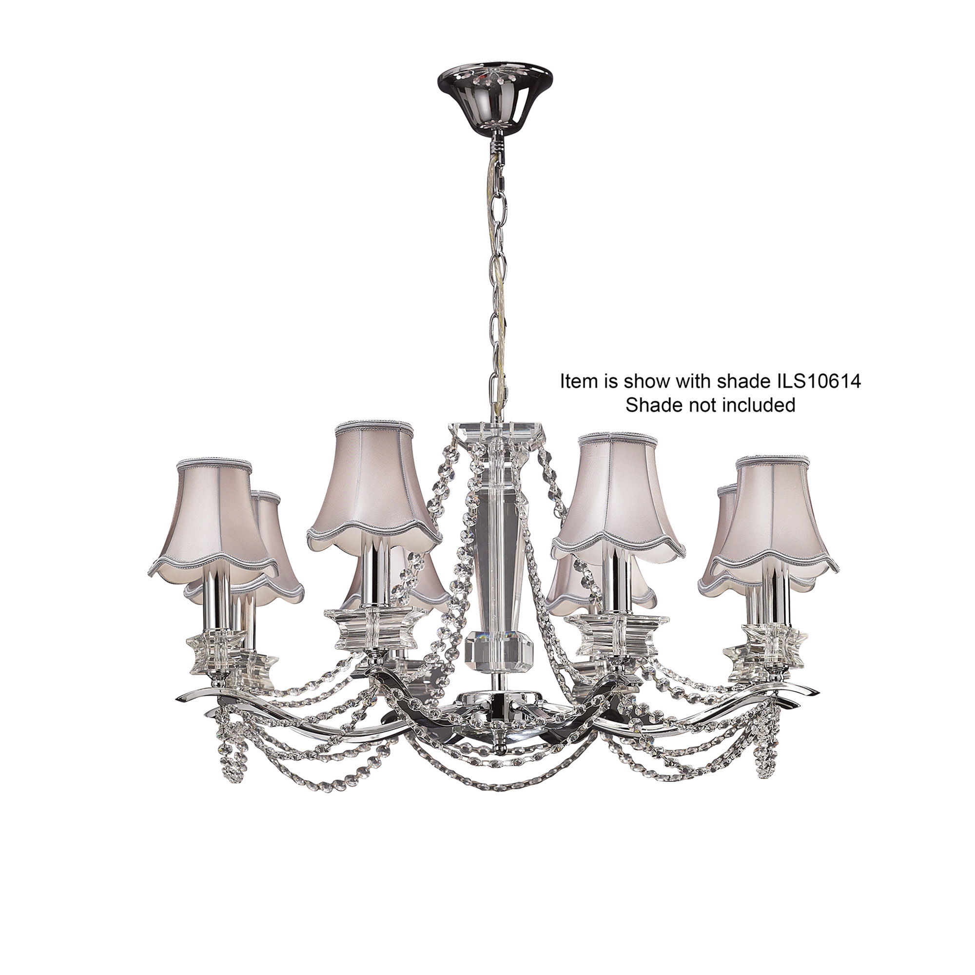 Nydia Polished Chrome Crystal Ceiling Lights Diyas Multi Arm Crystal Fittings